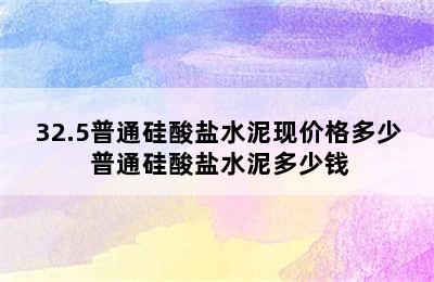 32.5普通硅酸盐水泥现价格多少 普通硅酸盐水泥多少钱